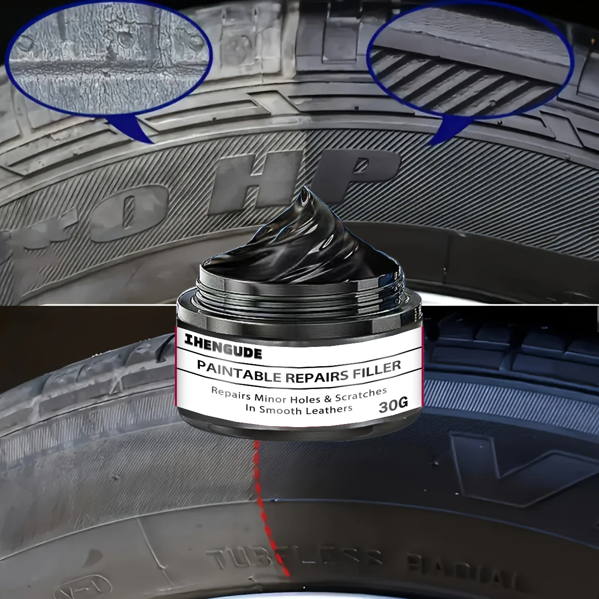 Car Steering Wheel Repair Paste - Restores Black Shine, Removes Warping and Cracking, Plastic Texture, Easy to Use