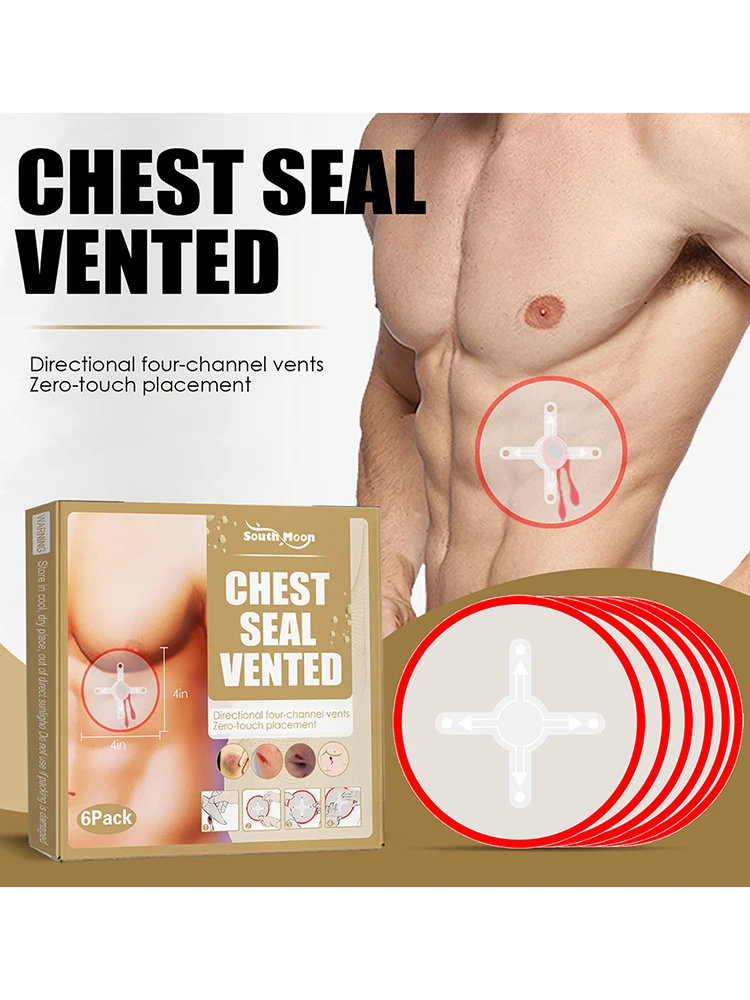 6 قطعة ملصق الصدمات في حالات الطوارئ ملصق إسعافات أولية شفاف لزج بسهولة ختم تنفيس الإسعافات الأولية التصحيح تنفس لصدمات الجلد