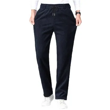 Pantalon polaire épais en velours côtelé pour homme, décontracté, taille moyenne, jambe droite, Long, pour jeunes adultes, automne et hiver