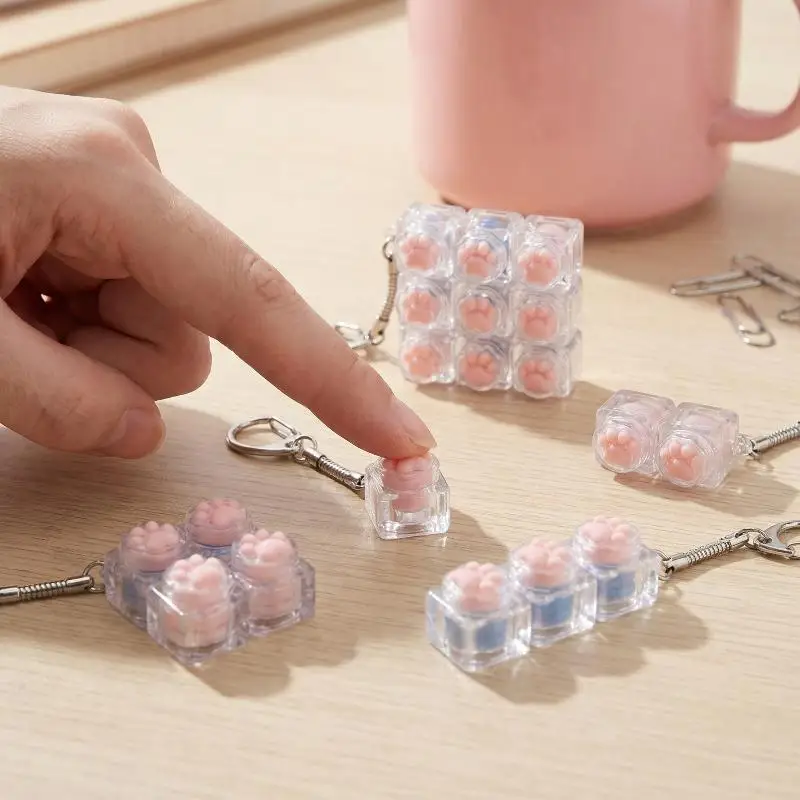 Silicone Soft Cat Claws Keyboard Fidget Toys Crystal Keycap Keychain Stress Relief Fingertip Gadget Decompression Toys