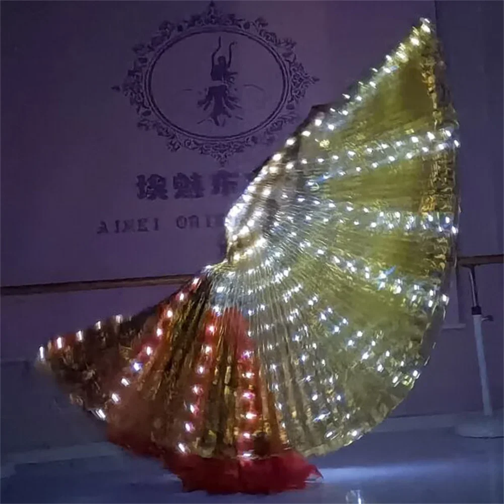 LED Wings Belly Dance สําหรับผู้ใหญ่,การแสดงบนเวที,เรืองแสง Golden Isis ปีก,เครื่องแต่งกาย Carnival, การแสดงสําหรับ Belly เต้นรํา