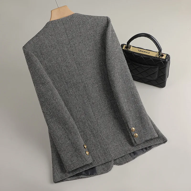 Kraagloze Blazer Vrouwen Bovenkleding 2023 Nieuwe Lente Herfst Casual Pak Top Dames Office Blazers Jas Vrouwelijke Formele Jasje