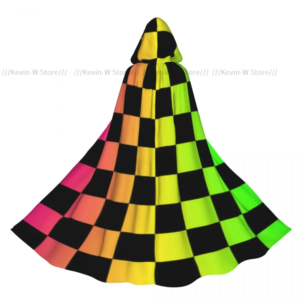 

Hooded Cloak Unisex Cloak with Hood Colorful Squares Pattern Cloak Vampire Witch Cape Cosplay Costume