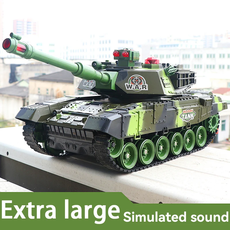 44CM Remote Control Tank 2.4G Large Rc Tank Military Vehicles Battle Fight Launch Off-Road Crawler Electric Toys for Kids Gift