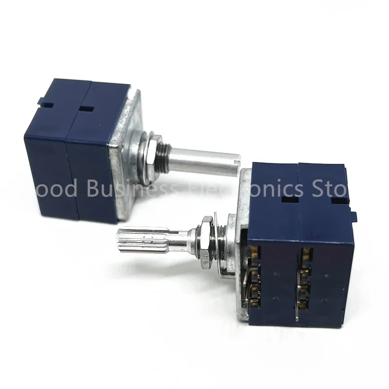 Potensiometer Volume Ganda ALPS RK27 10KA 20KA 50KA 100KA 250KAx2 Unit Ganda 6Pin Pegangan Bulat Saklar Putar