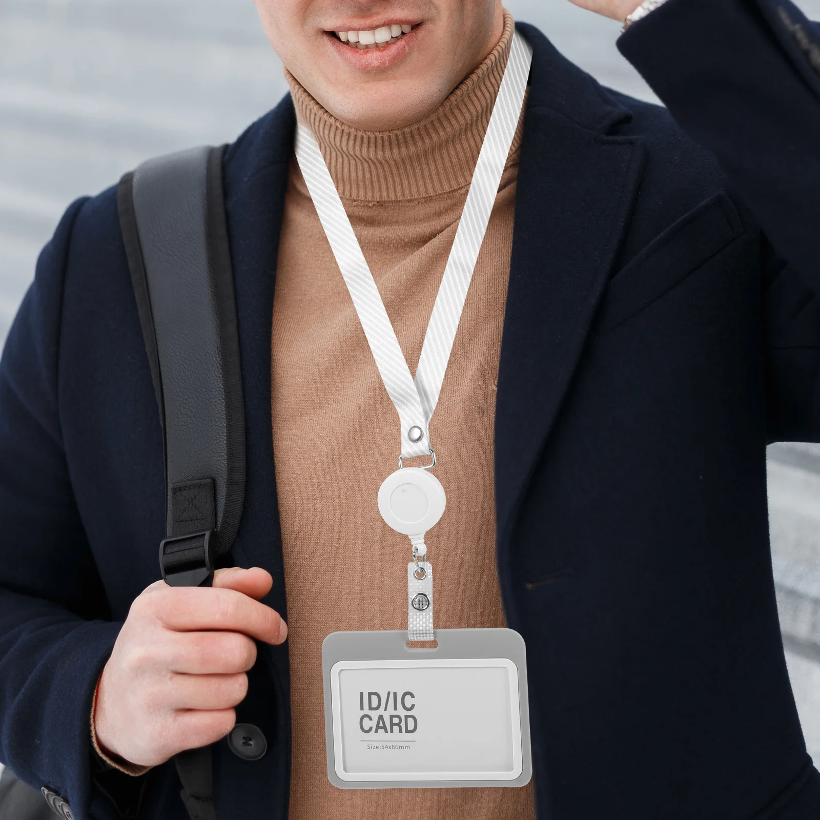 

10Sets Badge Clear Badge Holders For Lanyards Frosted Clear 1GraySlot1WhiteClip Retractable Lanyard IDCard Protectors Plastic