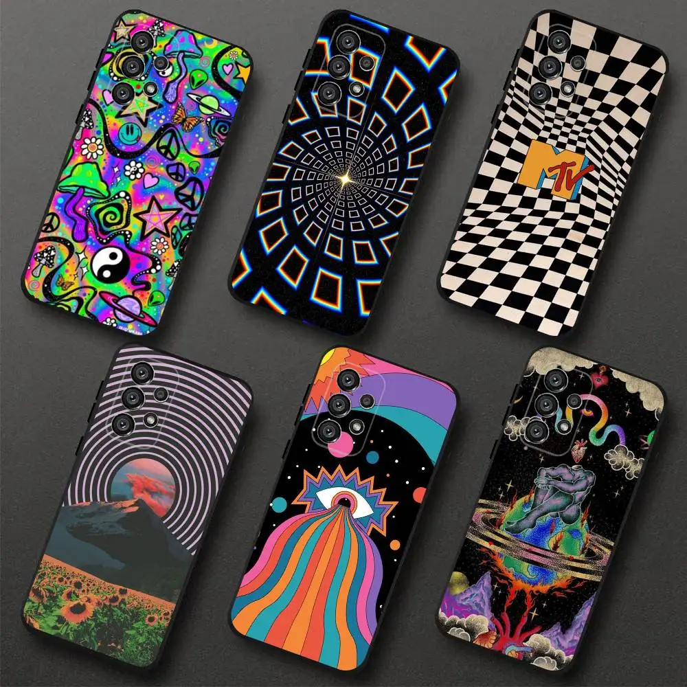 

Psychedelic Trippy Art Phone Case For Samsung S 25,24,23,22,30,21,10,9,Ultra,Plus,Lite,FE,4,5G Black Soft Case