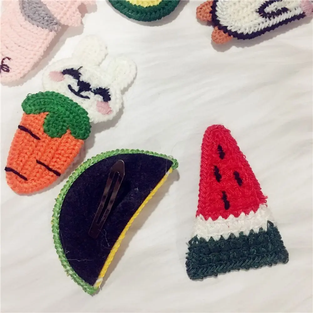 Cute Knitted Plush Cartoon Fruit Hairclips Colourful Embroidery Bangs BB Clip Children's Hair Clip