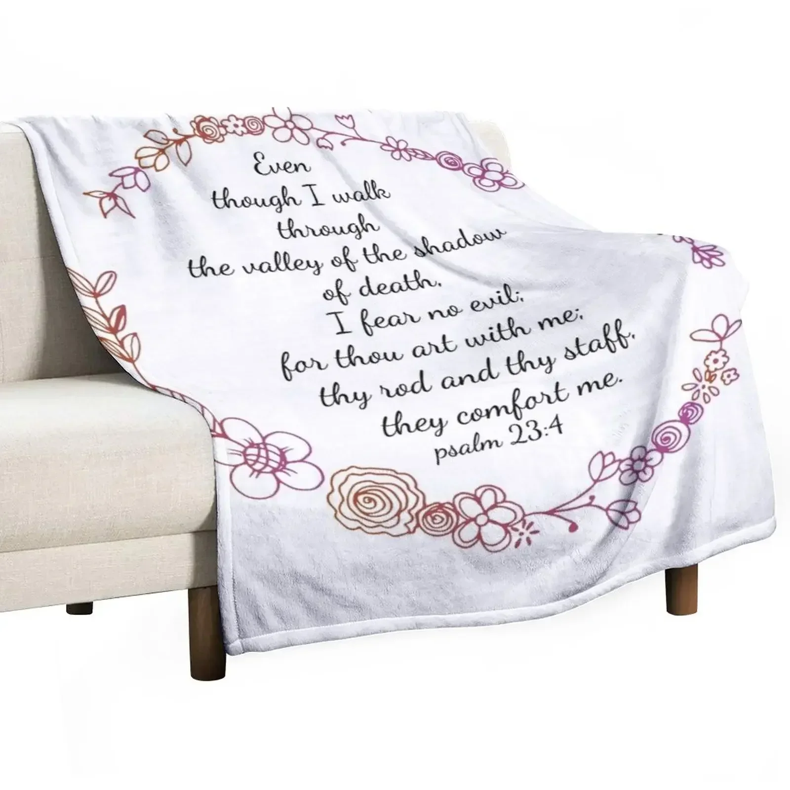 

Psalm 23:4 Even though I walk through the valley of the shadow of death Throw Blanket Thin Bed covers Kid'S Blankets