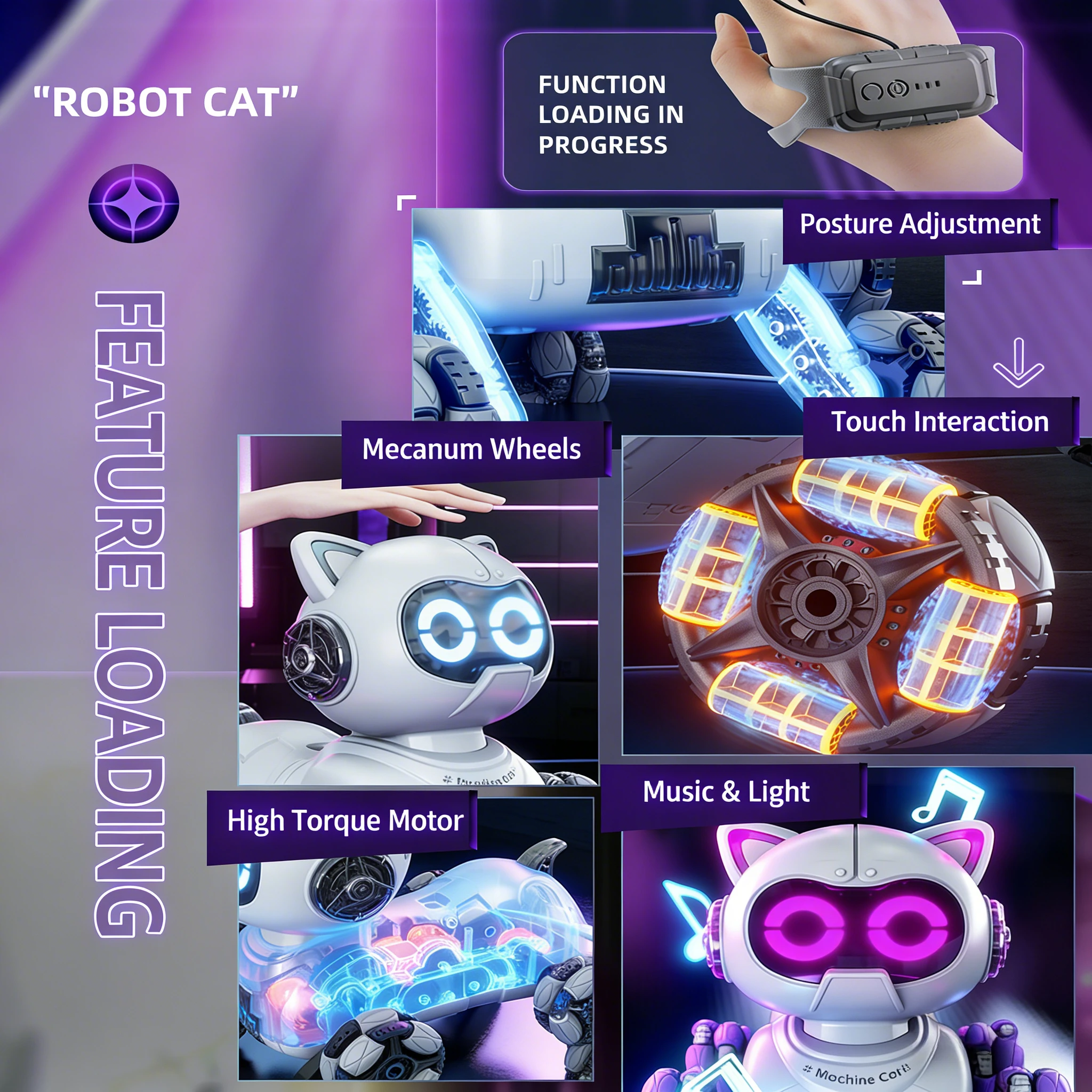 F04-Cute Intelligent Robot Cat Toy Electric Remote Control Car Drift Climbing Deformation Stunt Mechanical Cat for Boys&Girls