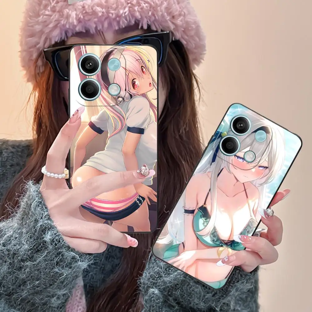 حافظة هاتف لهاتف Xiaomi Redmi Note 14 13 12 11 A5 3 2 1 Pro Plus 4G 5G طباعة ملونة واقية جميلة لطيفة لفتاة هنتاي Waifu