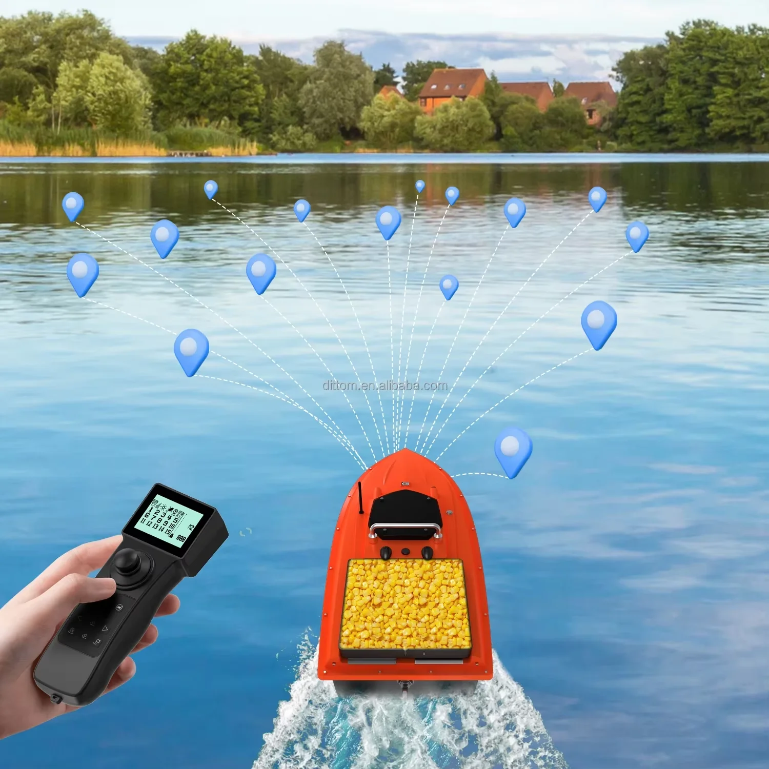 Fish Finder Gps - プロ仕様GPS搭載釣り餌ボートD80B、12V電源、自動帰還、ネット引き込み、インテリジェント給餌システム搭載、屋外釣り用