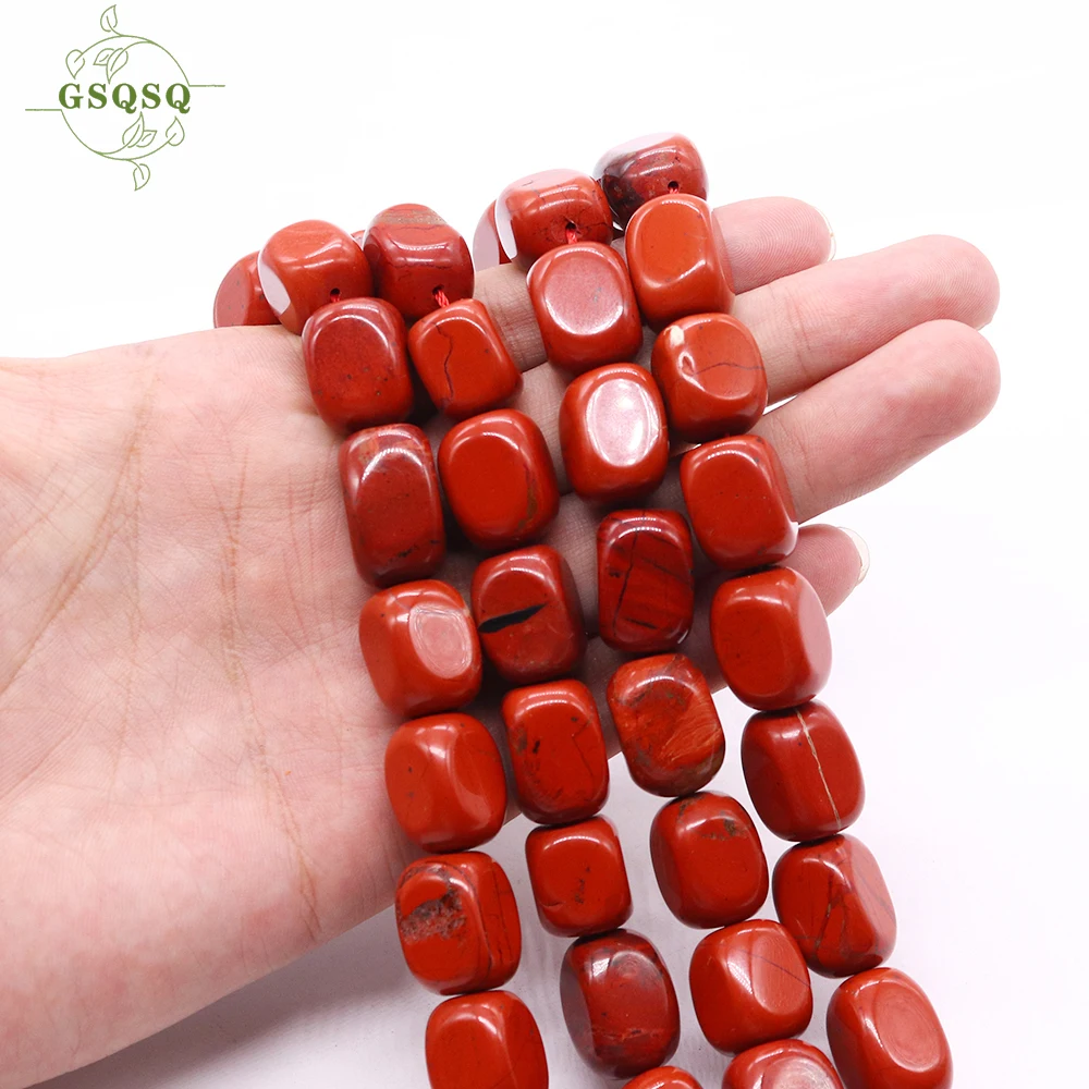 

10-13mm Natural Rectangular Faceted Redstone Loose Beads for Jewelry Making DIY Women's Bracelet Beautiful Handmade Accessories