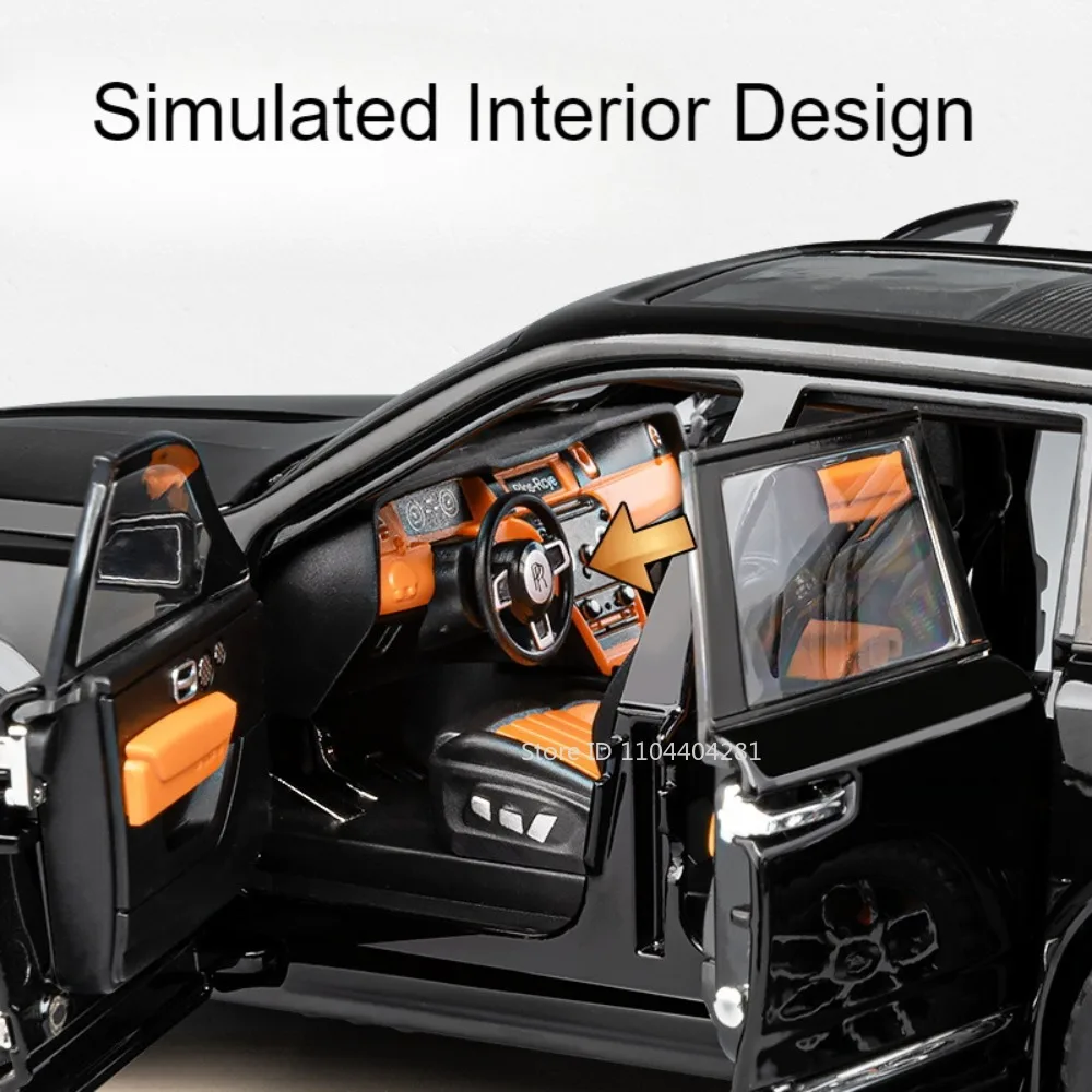 1:20 Rolls Royce Cullinan Alloy Diecast Motor Home Model Toys Car Doors Opened Sound Light Pull Back Vehices Kid's Birthday Gift