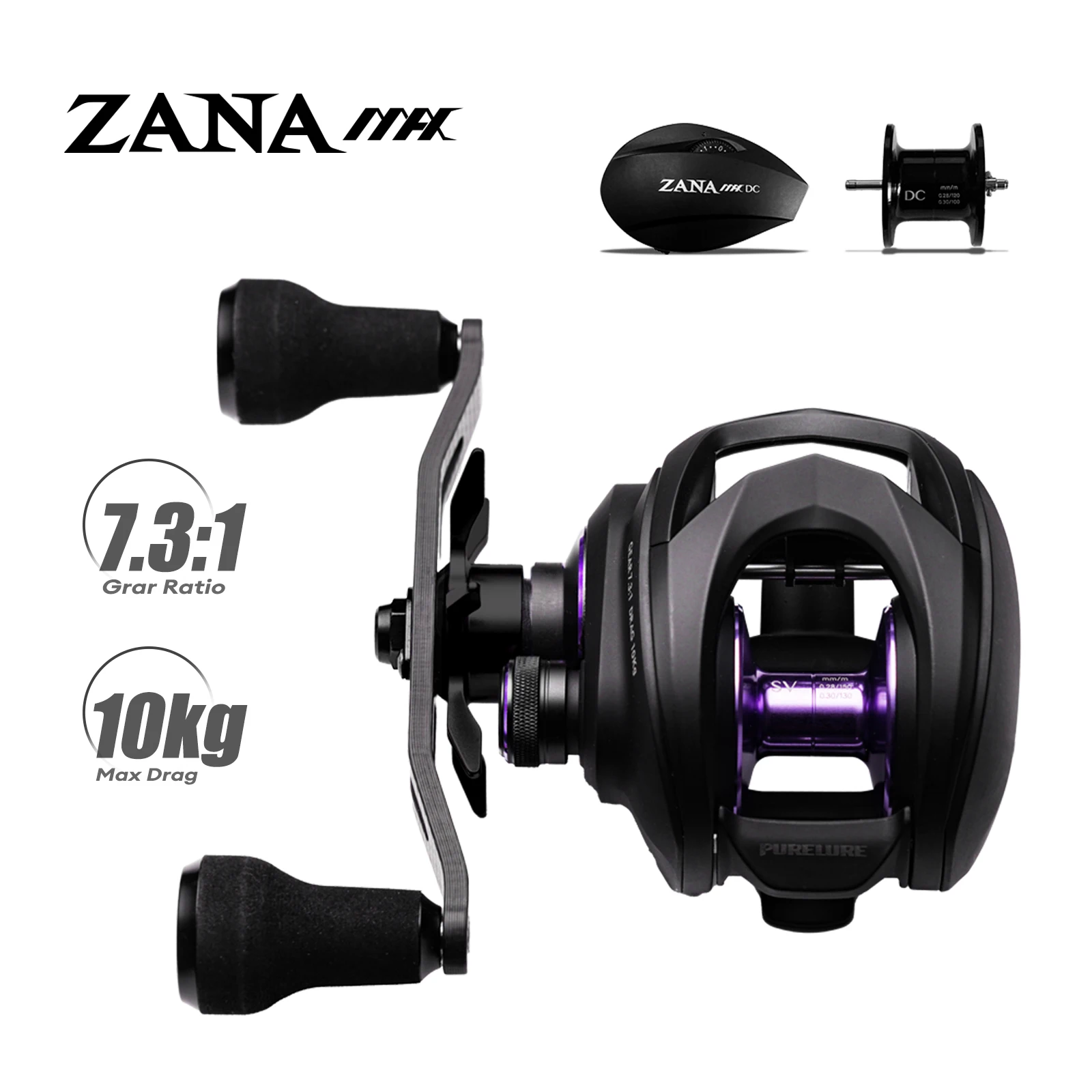 

PURELURE ZANA MAX 10KG SV+DC Dual Mode 7.3:1Gear Saltwater Resistant Full Metal 215g Macro Monster 10+1 Bearing Baitcasting Reel