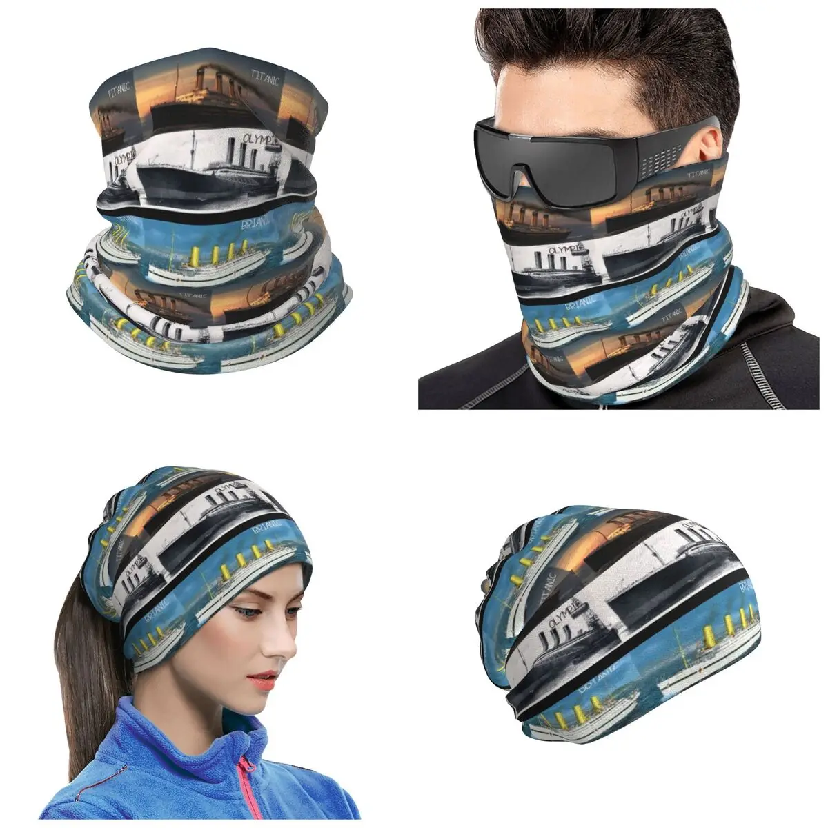 Titanic Britanic Sister Ship Iceberg White Star Liners Bandana Neck Gaiter Mask Scarf Multi-use Cycling Scarf Adult Windproof