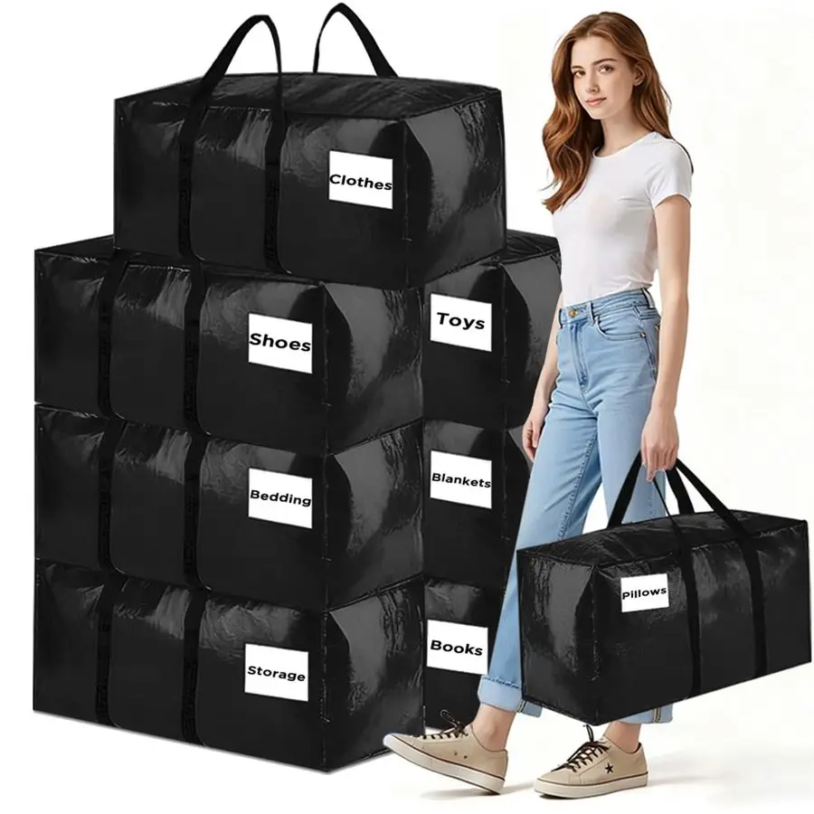 

Pack Extra Large Moving Bags Heavy Duty Storage Bags with Zipper Handles, Clothes Storage Totes Bins Packing Moving Boxes, Movi