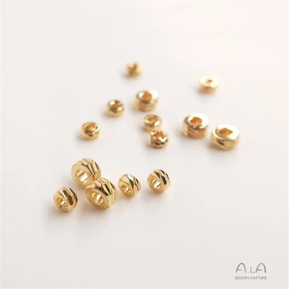 14k Gold Horizontally Cut Flower Beads Flat Pieces DIY Handmade Bracelet Accessories Cut Flower Partitions Wheel Loose Beads