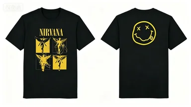 T-shirt graphique double face Nirvana avec imprimé Utero Angel 2026 X Eyes Smiley Face Vintage Grunge Rock Band pour homme en pur coton