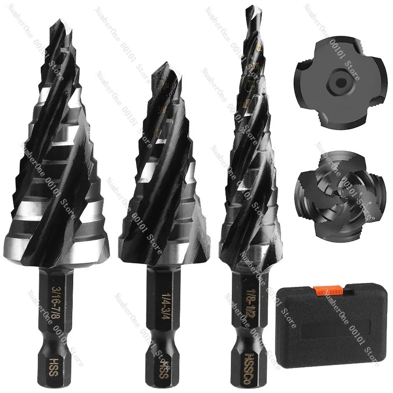 High Speed Bearing Steel HSS4341 Stainless Steel Slotted Step Drill, Pagoda Drill, Four Slotted Reamer