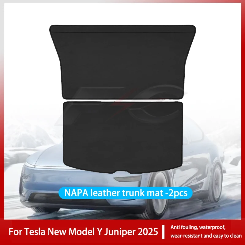 Voor Tesla Nieuw Model Y Juniper 2025 Lederen Kofferbak Matten Achterbank Rugleuning Protector Pad Rugleuning Alle Weer Liner Huisdier anti-kick Pad