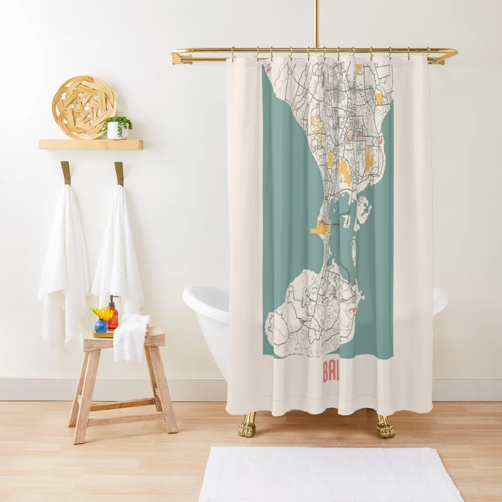 

Chalk City Map Of Bali Indonesia Shower Curtain For Bathroom Bathroom Decor Modern Bathroom Accessories Curtain