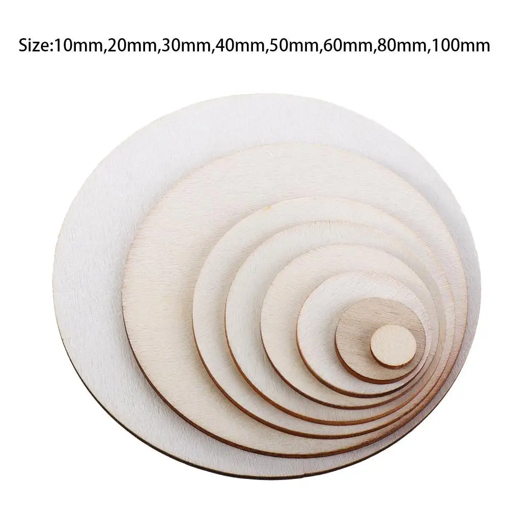 5-100Pcs Unfinished Round Wood Slices 1cm-10cm DIY Crafts Wooden Circle Discs for Christmas Painting Wedding Ornament Decor