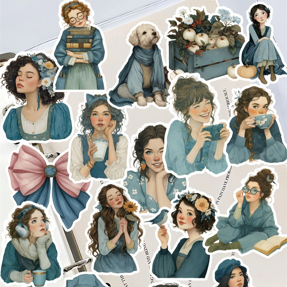 18pcs Anime Watercolor Fantasy Whimsical Girl Paper Stickers, for Luggage, Notebook, Diary, Album Decoration, DIY Stationery