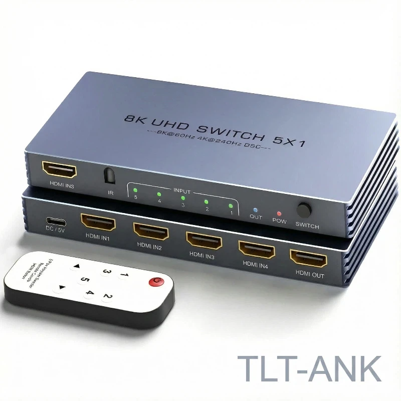 

8K 5 в 1 выход 4k @ 240 Гц HDMI 2.1 переключатель, совместимый с PS 5/4/3 Xbox Switch DVD-плеер ТВ ПК