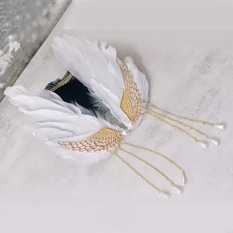 M6CD Lông Vũ Cánh Tóc Boho-Tua Rua Tóc Thanh Thiếu Niên Cô Gái Hình Đạo Cụ Kẹp Bên Cạnh