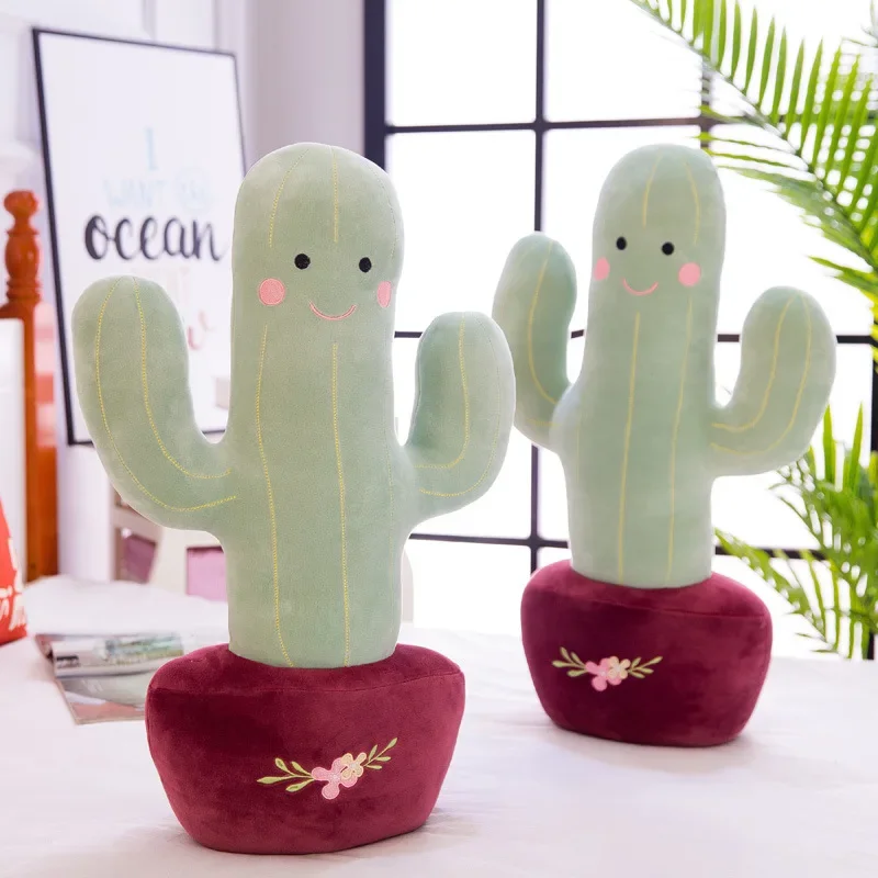 60cm Lovely Soft Cartoon cactus potted creative plant pillow cushion plush fruit vegetables food Anti-stress Children toy gift