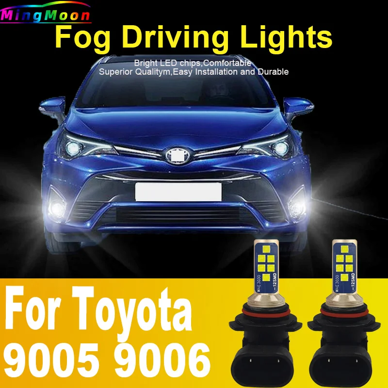 2x LED Fog Light Blub 9006 HB4 9005 HB3 Lamp For Toyota Avensis T25 Hilux Prius Rav4 Yaris Vitz Camry 4Runner Avalon Land Cruise