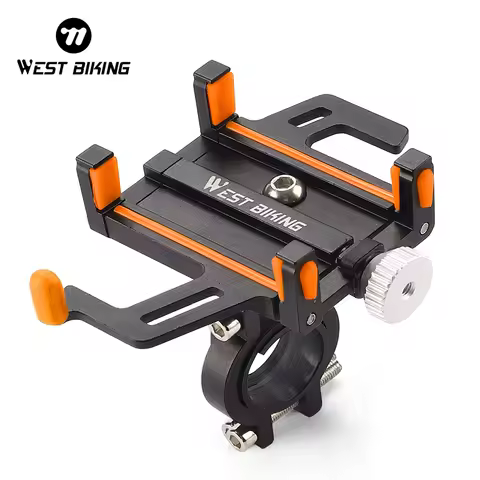 WEST BIKING Cycling Phone Holder CNC Aluminum Alloy Adjustable Bicycle Phone Bracket For 3.5~7.2 Inch Phone Bike Accessories