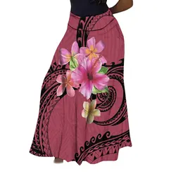 Polynesian Custom Floral Theme Women'S High Waisted Dress Hawaiian Ball Party Design Women'S Casual Skirt Dance Dress