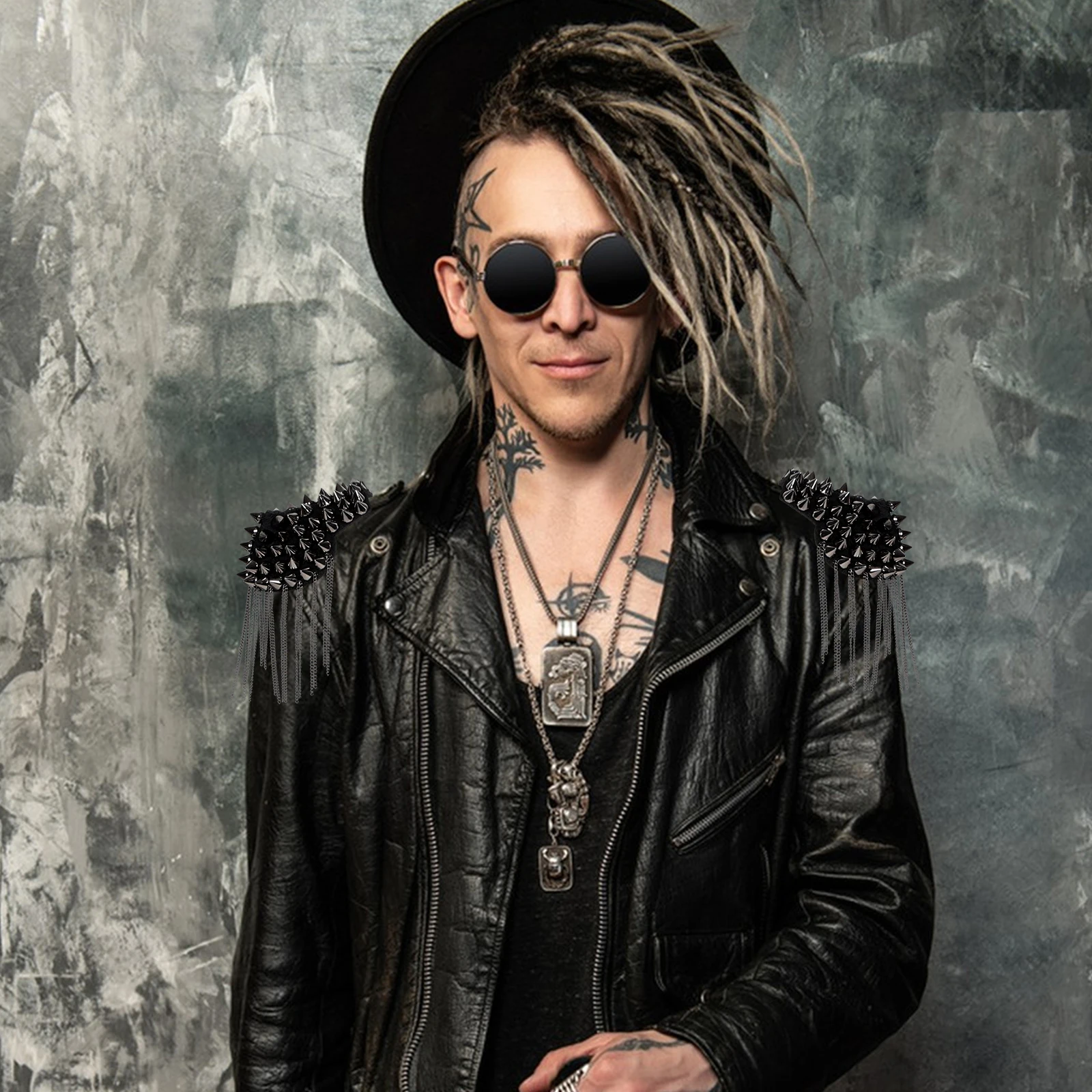 

1 Pair Punk Rivet Tassel Shoulder Epaulets Vintage Metal Spiked Epaulette For Jacket Costume Women Men Durable Ccb Iron Retro