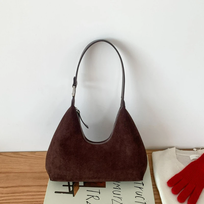 

Vintage Suede Commuter Shoulder Bag Women Fashion Simple Versatile Crossbody Handle Bag Autumn Winter Casual Texture Pillow Bag
