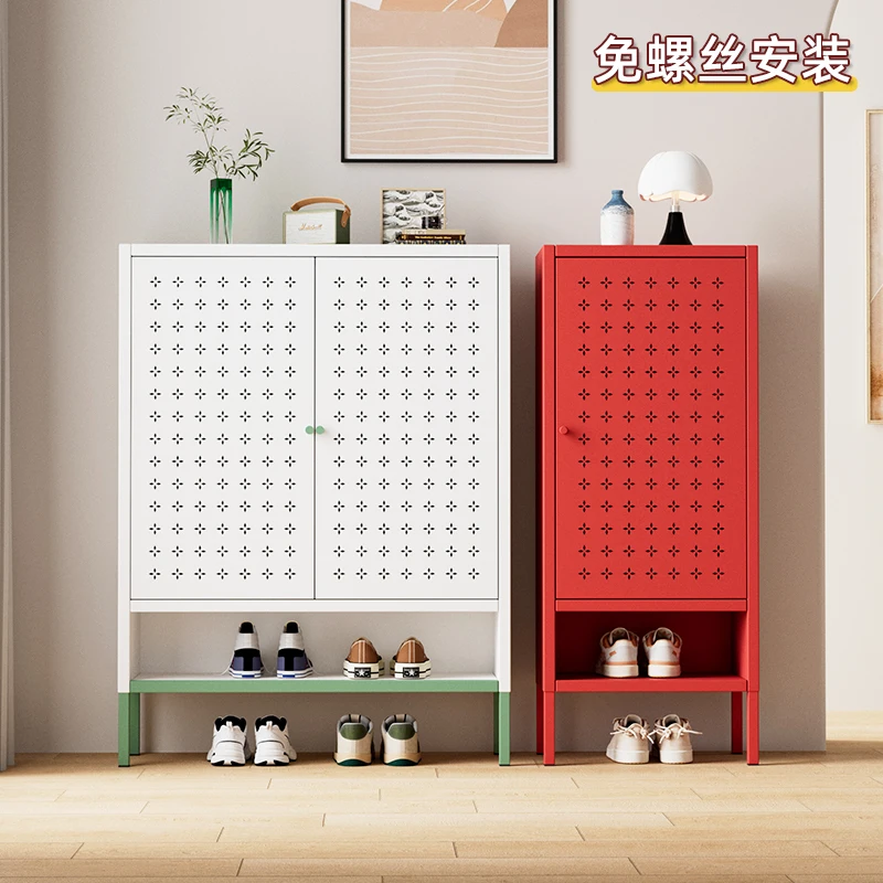 

Iron shoe cabinet, entrance to the home outside the corridor, entrance, metal wrought iron shoe rack, steel integrated wall