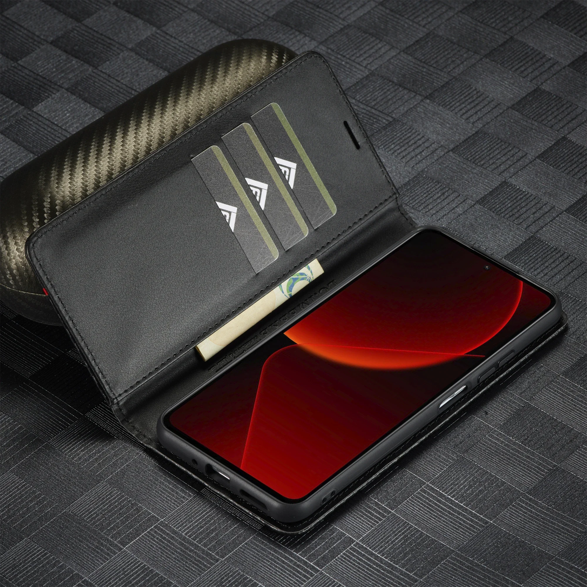 حافظة جلدية من ألياف الكربون لهاتف Xiaomi Mi 13T 14T 12T 11T Pro 13TPro 12TPro 11TPro 5G غطاء محفظة بفتحة للبطاقات