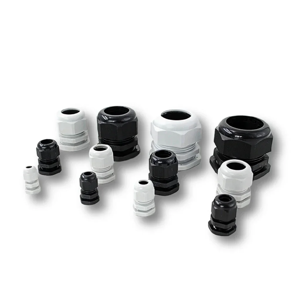 Waterproof Cable Gland Connector IP68 White Black Nylon Plastic Metric Cable M6 M8 M10 M12 M14 M16 M18 For 4-8mm Cable 10pcs