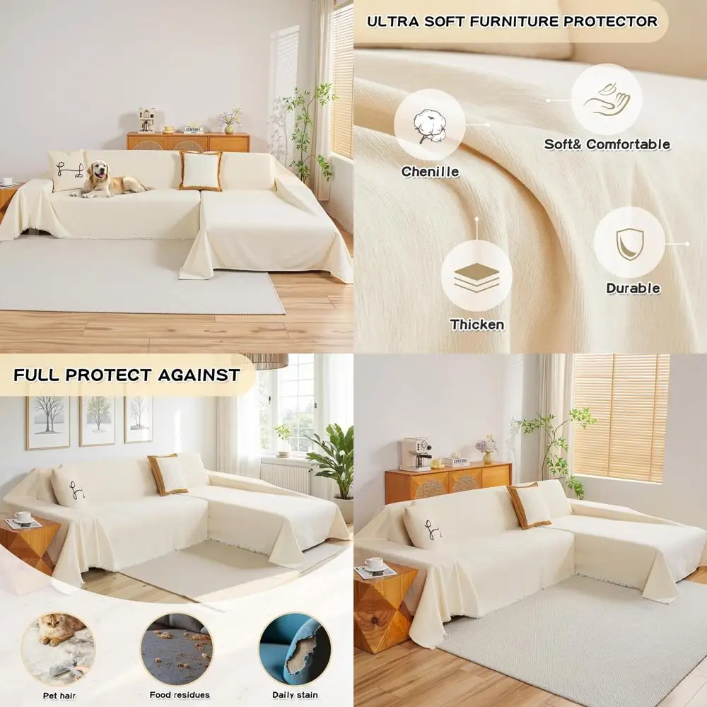 

Чехлы для секционных диванов — комплект чехлов для диванов из синели из 2 предметов для L-образных диванов, защита для мебели для домашних животных