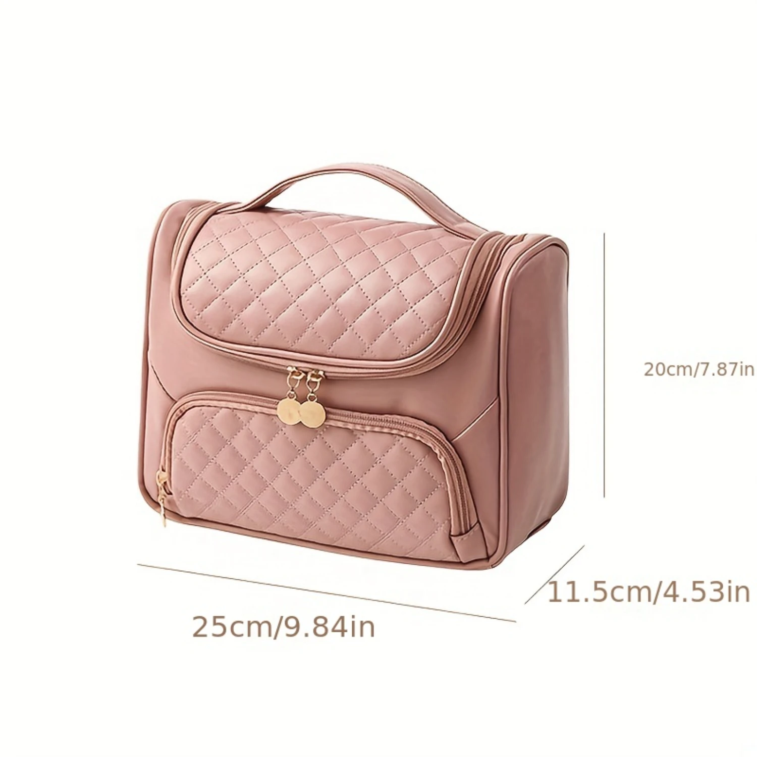 1pc Argyle Simple Fashion Cosmetic Bag With Convenient Bukcle, Hanging Makeup  Bag, Large Capacity Wash Bag For Travel Business