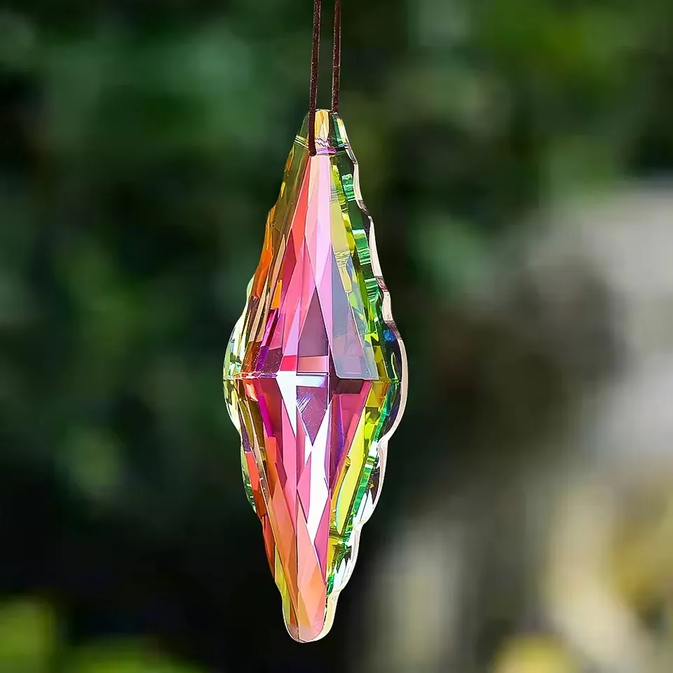 120mm Iridescent Suncatchers Crystal Prisms Rainbow Maker Drop Lucky Hanging Chandelier Parts Garden