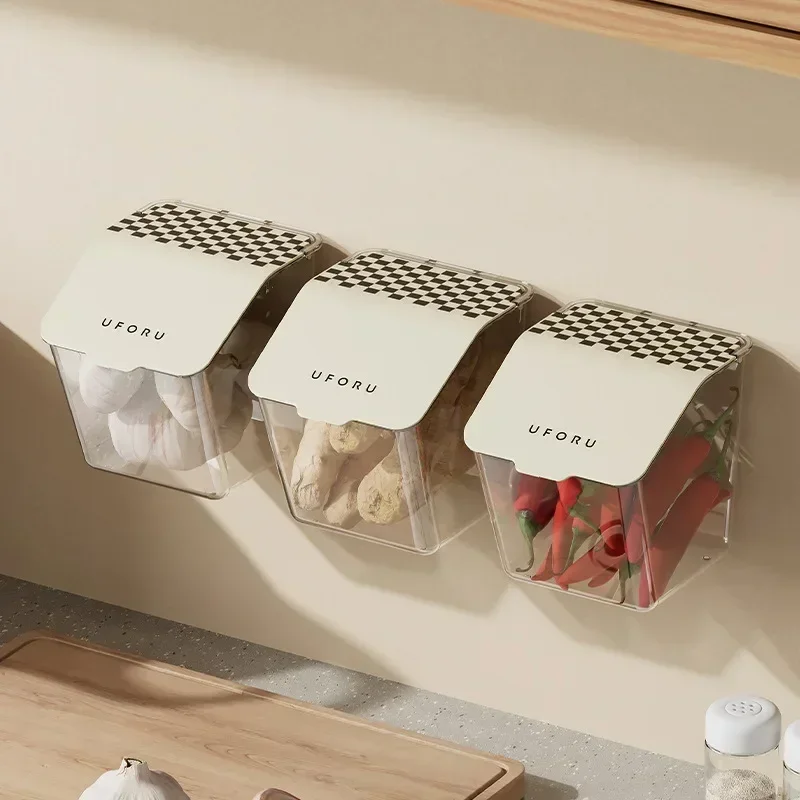 Ginger and Garlic Storage Basket Kitchen Freshness Free Perforated Wall Mounted Household Scallion and Ginger Storage Box