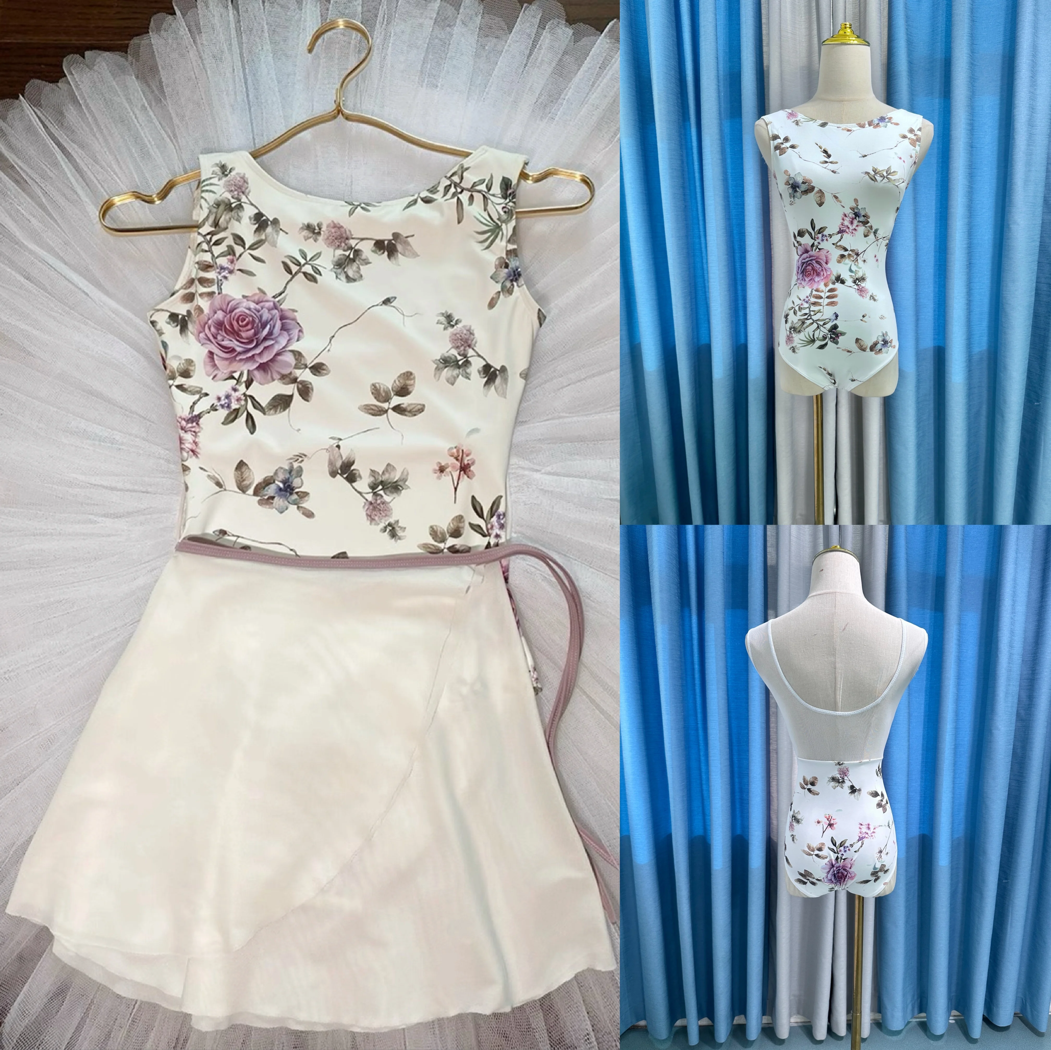 Leotardos de baile de Ballet para mujer, traje de baile de gimnasia sin mangas con estampado, leotardo de Ballet de alta calidad para adultos, 2025