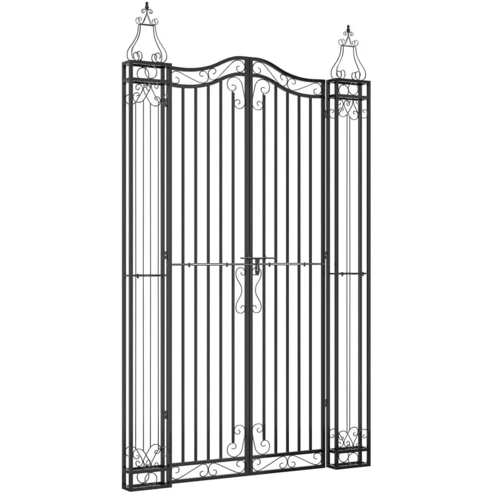 Decorative Lockable Metal Garden Entrance Gate, Wrought Iron Style, Suitable for Patio and Yard