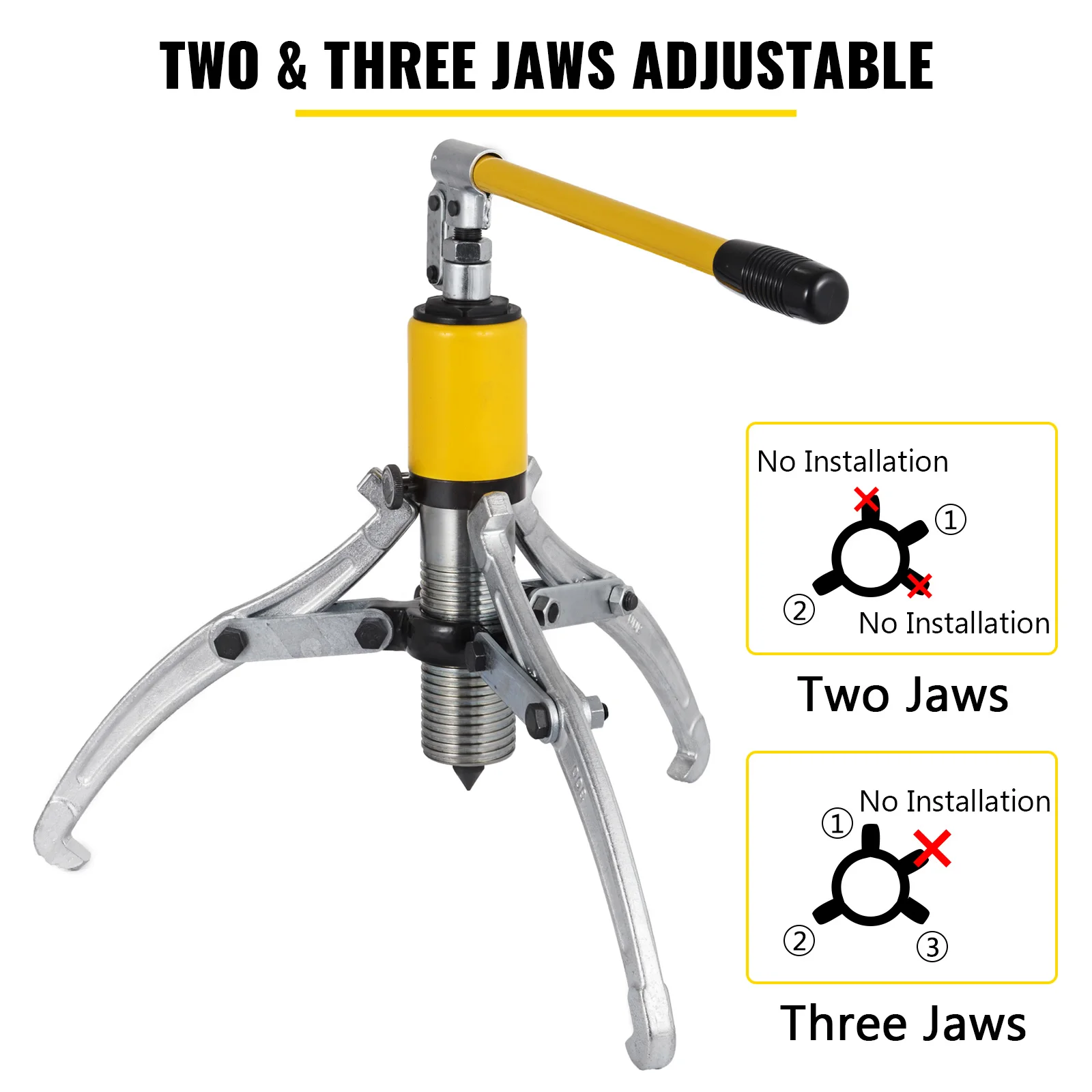 VEVOR 5/10/15 Ton Hydraulic Gear Puller Wheel Bearing Puller Separator Tools Adjustable Two Three Jaws for Garage Repair Shop