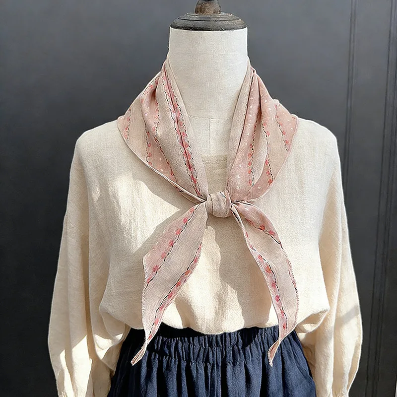 

%cotton floral forest-style sweet scarf women, Japanese pastoral headscarf, small scarf spring an