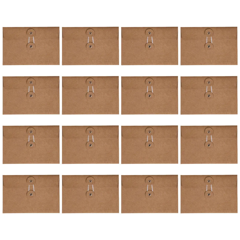 

20Pcs Sturdy Kraft Paper Envelopes String Closure Office Document Storage Organizer Greeting Card Envelopes Blank Note Cards