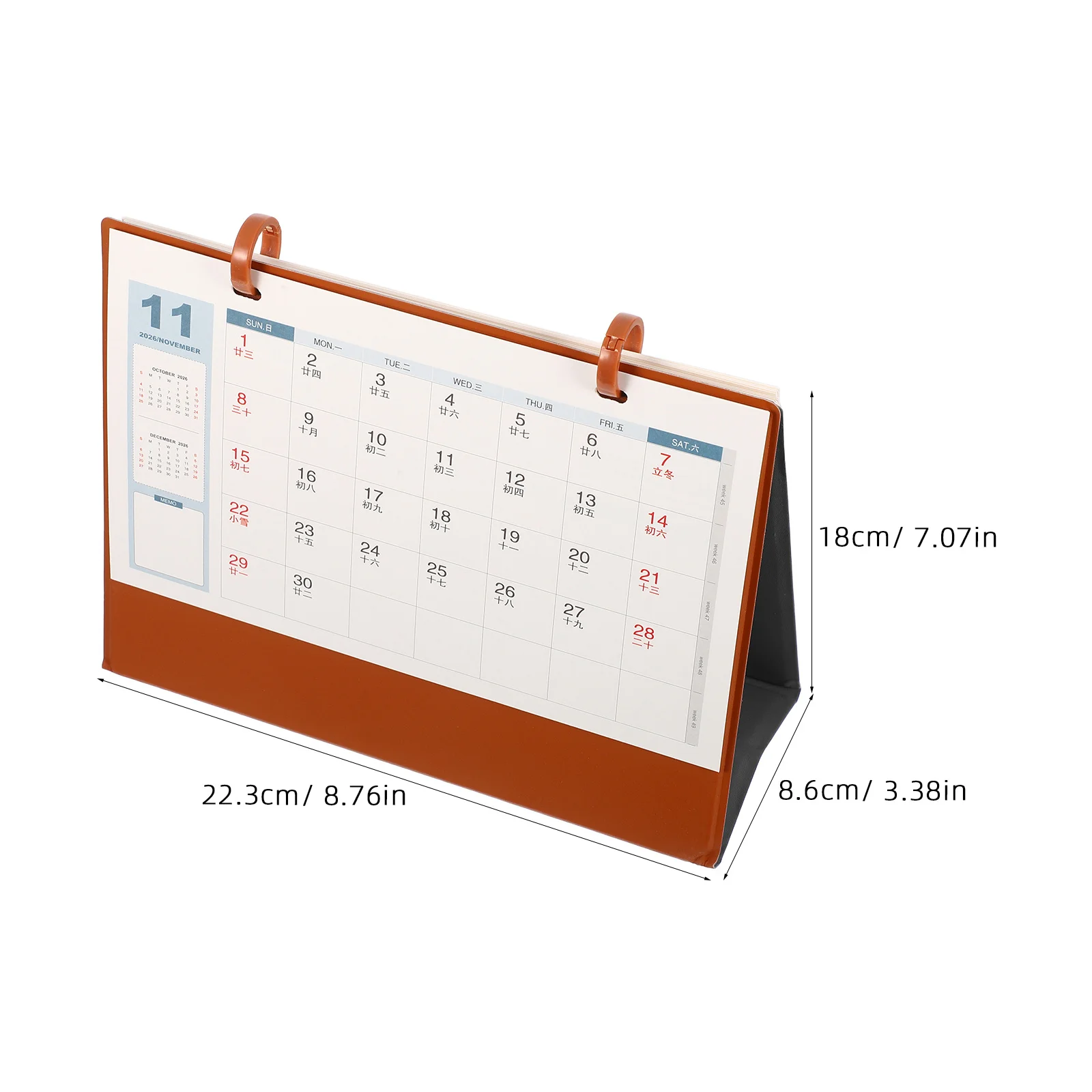 2026 Mini Desk Orange: Pu Standing Horse Year Tabletop Calendar For Office Home Use Portable Monthly Planner Block Flip Calendar