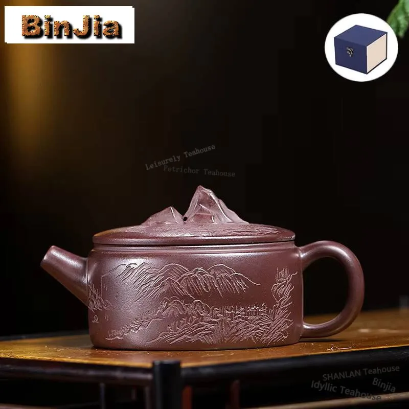 

190ml Ancient Yixing Purple Clay Teapots Handmade Pot Raw Ore Purple Mud Tea Making Kettle With Filter Zisha Tea Set Accessories